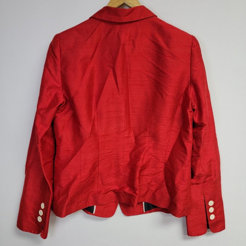 Lafayette 148 Womens Red 100% Silk Professional Blazer Jacket Sz 8 Luxury Career - Picture 4 of 12